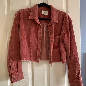 Salmon cropped super soft corduroy top